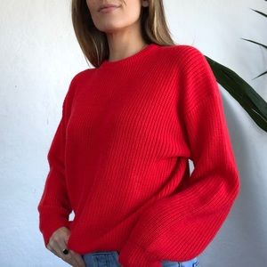 Vintage Red Oversized Knit Sweater